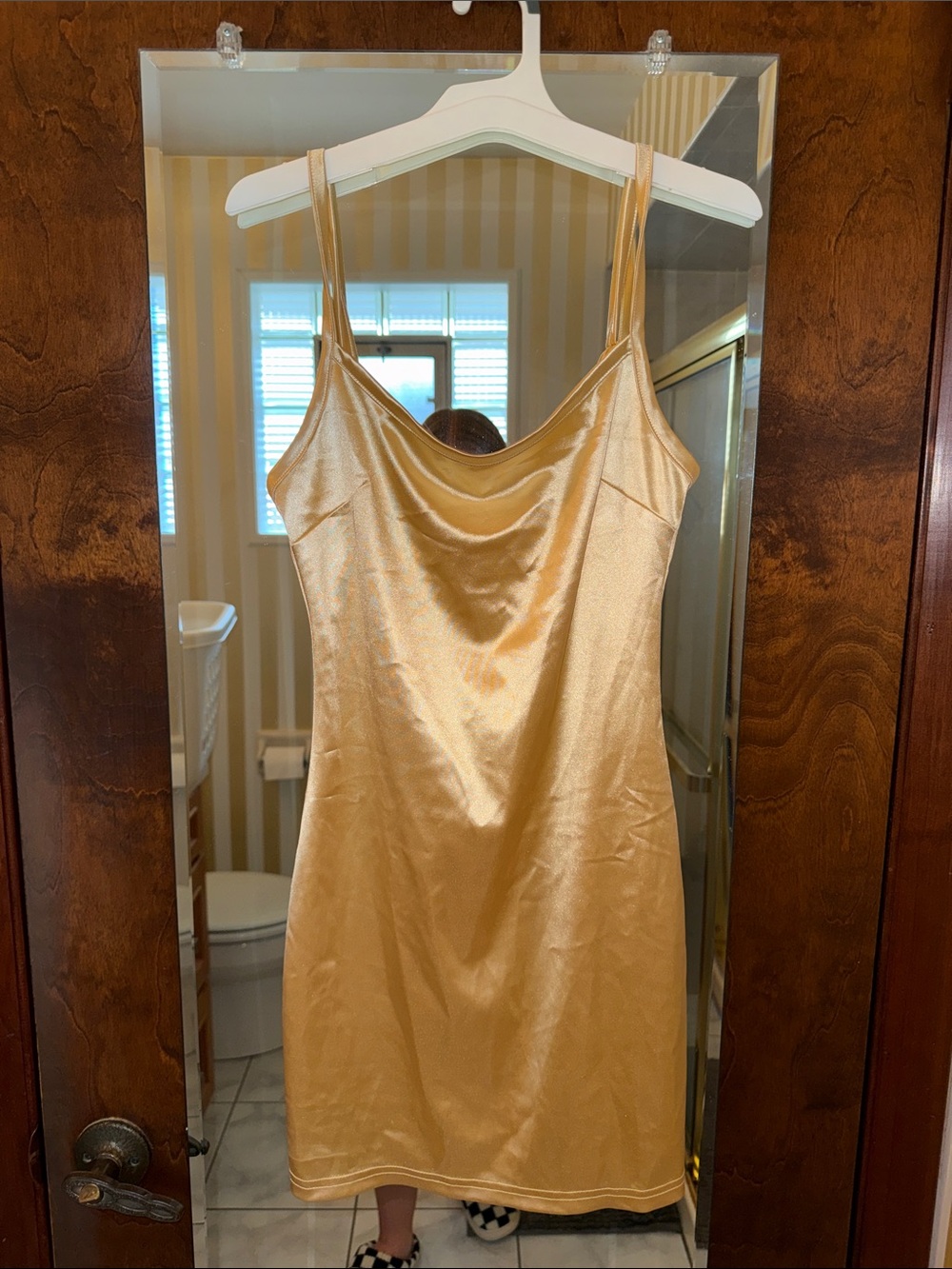 Gold Satin Slip Dress - Love Culture
